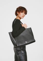 Black leather women's shopper bag TORES-1035-99(Z24)-06