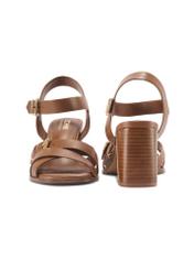 Women's camel leather sandals BUTYD-1177-1D(W26), front and back product view on white background.