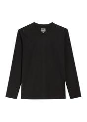 Men's black cotton longsleeve LSLMT-0013-99(Z26) - front product view, on a white background.