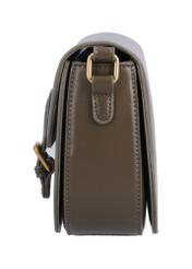 Small khaki women's messenger bag with decorative clasp TOREC-1243-8D(Z26), side view of the product on a white background.