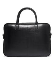 Black leather elegant laptop bag TORES-1344-99(Z26) - product view from the back, on a white background.