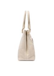 Cream leather women's shopper handbag TORES-1204-0B(W26), side view of the product on a white background.