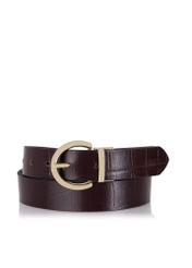 Two-sided burgundy and black women's belt PASDS-0175-49(Z22)-01