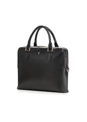 Black leather laptop bag TORES-1330-99(Z26) - diagonal product view, on a white background.