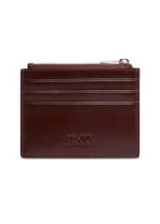 Brown leather card case PORMS-0732-1G(Z26), product back view on white background.