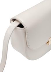 Cream semi-circular women's messenger bag TOREC-1127-0B(W26), close-up of the product detail on a white background.