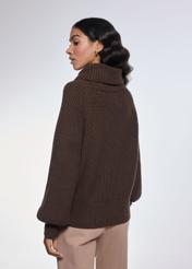 Brown women's turtleneck sweater SWEDT-0208-90(Z24)-04