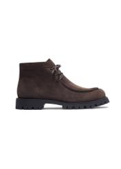 Women's dark brown suede ankle boots BUTYD-1347-1I(Z26), side view of the product on a white background.
