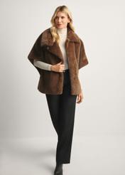Brown women's vest KAMDP-0007-1H(Z26), front view of the product on the model, the entire silhouette is visible.