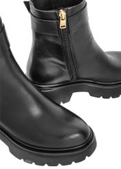 Black leather ankle boots on the platform BUTYD-1132-99(Z24)-08