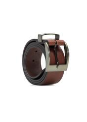 Men's brown leather belt PASMS-0274-89(Z25), diagonal product view on white background.