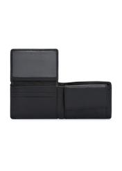 Black small leather men's wallet PORMS-0634A-99(Z25), product view inside on white background.