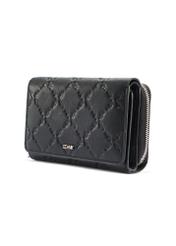 Black leather women's wallet with monogram PORES-0882A-99(W25)