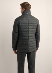 Gray men's jacket with natural insulation KURMT-0424-9C(Z26), product view from the back on the model. Half of the silhouette visible.