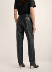 Black women's leather trousers SPODS-0048-99(Z26), product view from the back on the model, half of the silhouette visible.