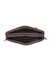 Brown men's leather waist bag TORMS-0462-1H(Z26), product view from above on a white background.