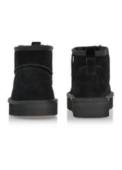 Black short women's snow boots BUTYD-1138-9E(Z26), front and back product view on a white background.
