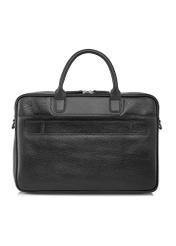Black leather men's bag TORMS-0299A-99(Z25) - product view from the back on a white background.