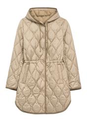 Dark beige women's quilted jacket KURDT-0654-1B(W26) - front product view on white background.