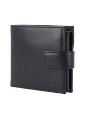 Black men's leather wallet PORMS-0717-99(Z26) - diagonal view of the product, on a white background.