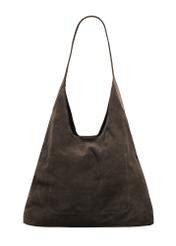 Dark brown leather shopper bag TORES-1307-1I(W26), product view from the back on a white background.