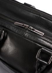 Black large leather men's bag TORMS-0489-99(W26) - close-up detail, on white background.