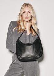 Black leather women's hobo handbag TORES-0937-99(Z24)-07