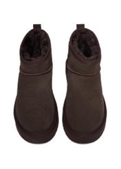 Dark brown short women's snow boots BUTYD-1138-1I(Z26), front product view on white background.