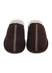 Men's dark brown suede slippers BUTYM-0552-1I(Z26), front view of the product on a white background.