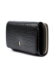 Black leather women's croco wallet PORES-0956-99(W25)