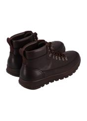 Dark brown men's ankle boots BUTYM-0562-1I(Z26), back view of the product on a white background.
