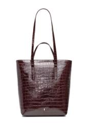 Large brown leather croco women's handbag TORES-1232-1H(W26), front product view on white background.