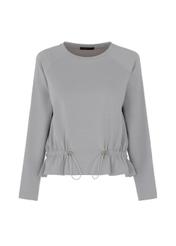 Gray women's ribbed sweatshirt BLZDT-0071-91(W22)-03