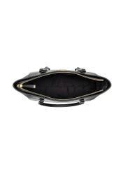 Black women's shopper bag with monogram TOREC-1291-9P(Z26), product view from above on a white background.