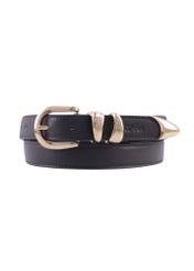 Dark brown leather women's belt PASDS-0347-1I(Z26), front product view on white background.