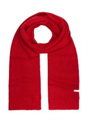 Red women's scarf with a wool blend SZADT-0177A-42(Z25), product view from the front on a white background.