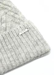 Gray women's hat with sequins and pompom CZADT-0175-66(Z25), close-up of the product detail on a white background.