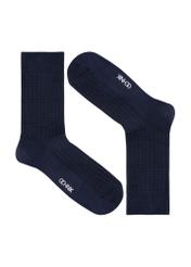 Long navy blue men's socks SKAMT-0178-69(Z24)-01