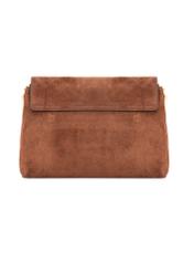 Cognac suede small women's handbag TORES-1170-1F(W26), product view from the back on a white background.