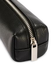 Black leather case PORMS-0690-9I(W26) - close-up detail, on white background.