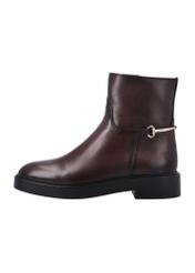 Women's dark brown leather ankle boots BUTYD-1290-1I(Z26), side view of the product on a white background.