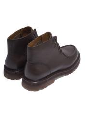 Men's dark brown leather ankle boots BUTYM-0572-1I(Z26), back view of the product on a white background.