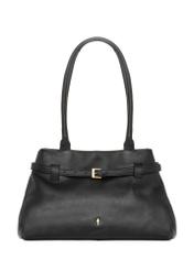 Black leather women's handbag TORES-1329-99(Z26). Front view on a white background.