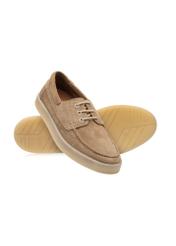 Men's leather shoes in cool beige color BUTYM-0533-1K(W26) - product view from above, on a white background.