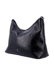 Black women's croco shoulder bag TOREC-1307-9G(Z26), diagonal product view on a white background.