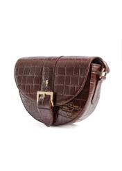 Brown croco leather handbag TORES-0707F-1H(W26), diagonal product view on white background.