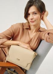 Beige imitation leather women's postbag TOREC-0899-81(W24)-07