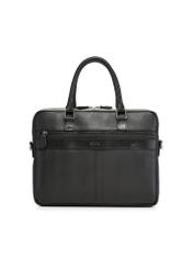 Black leather men's bag TORMS-0524-99(Z26) - product view from the back, on a white background.