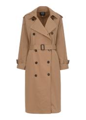 Brown women's coat with belt KURDT-0430-24(W23)-05