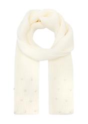 Women's white wool scarf SZADT-0211-11(Z25), front product view on white background.